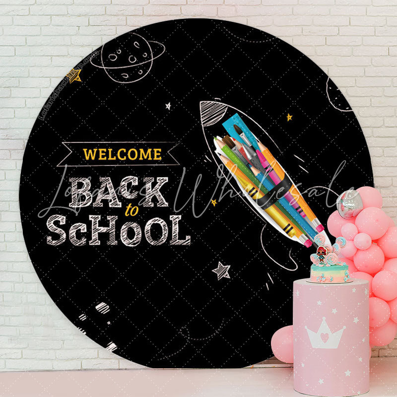 Lofaris Chalk Drawing Round Back to School Backdrop Cover