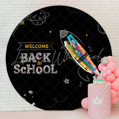 Lofaris Chalk Drawing Round Back to School Backdrop Cover
