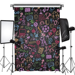 Lofaris Chalkboard Colorful Graffiti Back to School Backdrop