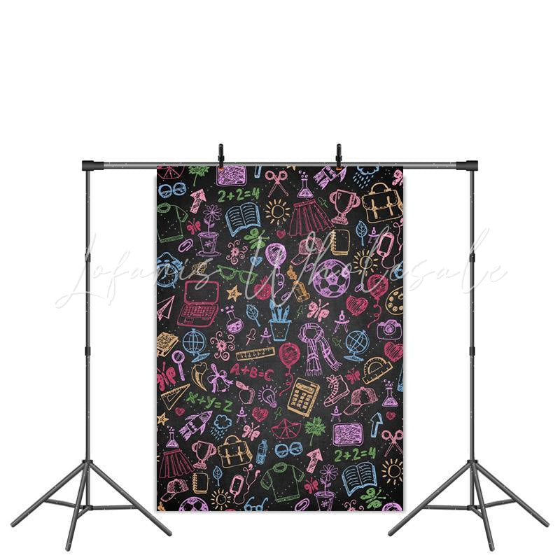 Lofaris Chalkboard Colorful Graffiti Back to School Backdrop