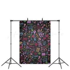 Lofaris Chalkboard Colorful Graffiti Back to School Backdrop