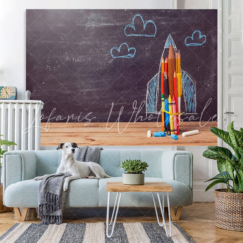 Lofaris Chalkboard Photo Backdrop Back to School Pencils Chalk