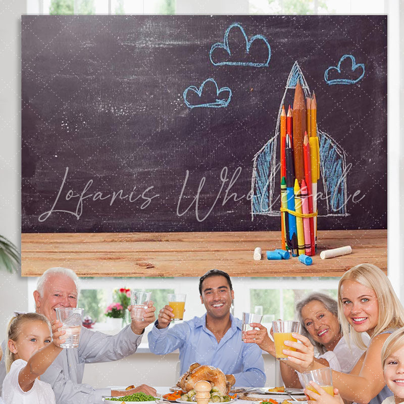 Lofaris Chalkboard Photo Backdrop Back to School Pencils Chalk