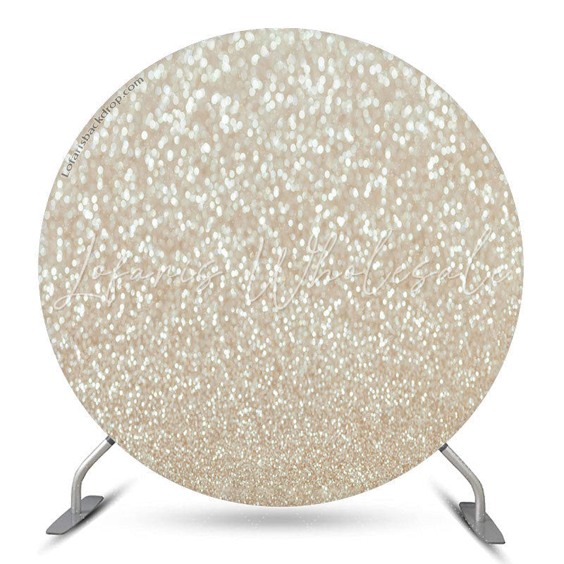 Lofaris Champagne Glitter Bokeh Round Birthday Party Backdrop