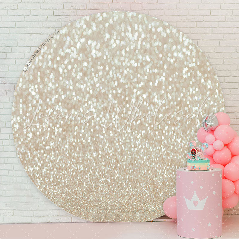 Lofaris Champagne Glitter Bokeh Round Birthday Party Backdrop