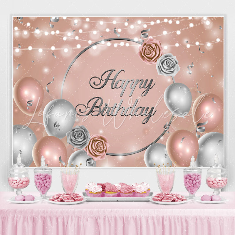 Lofaris Champagne Golden Silver Balloon Light Birthday Backdrop