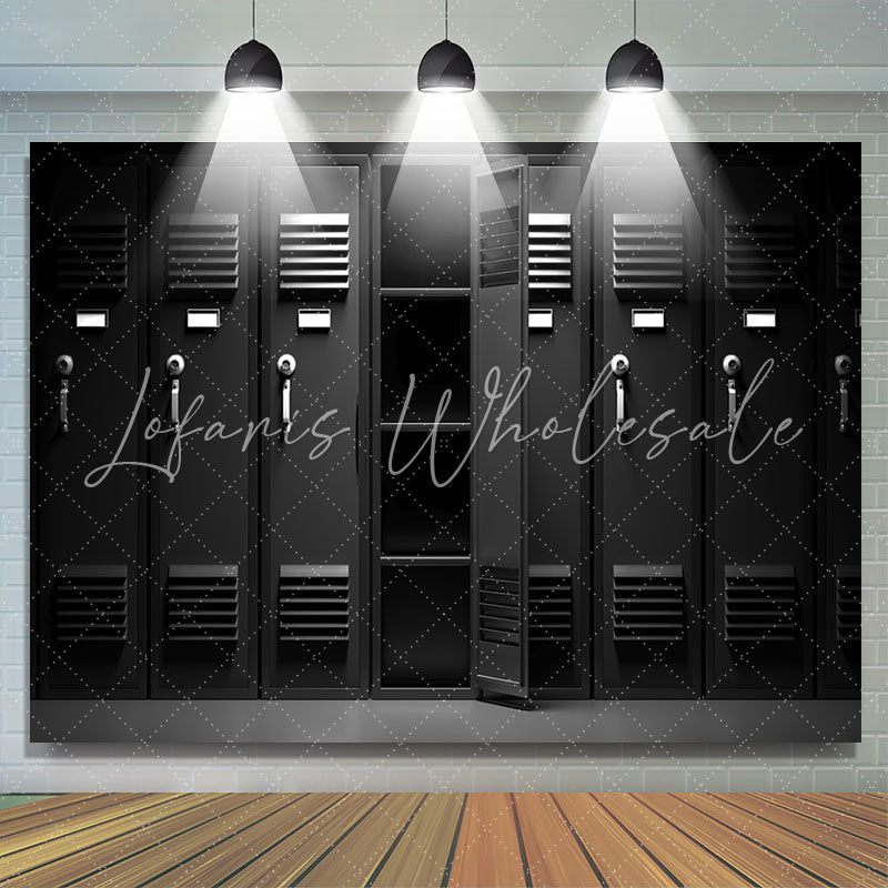 Lofaris Changing Room Black Locker Back To School Backdrop