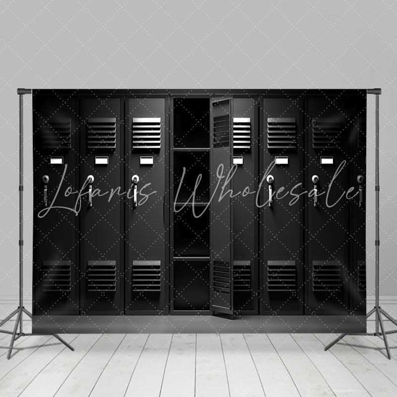 Lofaris Changing Room Black Locker Back To School Backdrop