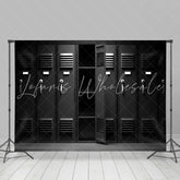 Lofaris Changing Room Black Locker Back To School Backdrop