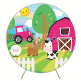 Charming Farm Barn Kids Party Round Backdrop For Rustic Fun