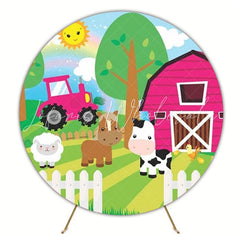 Charming Farm Barn Kids Party Round Backdrop For Rustic Fun