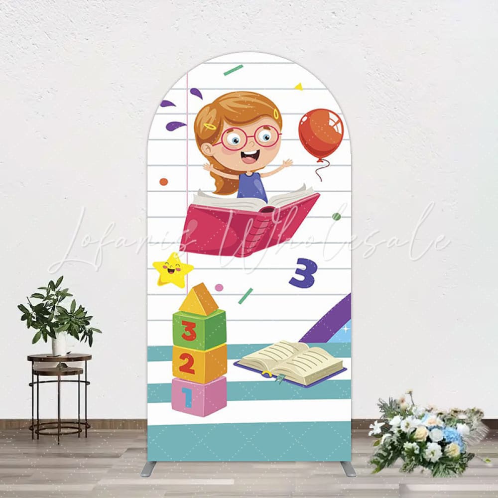 Cheerful ABC Kids Arch Backdrop for Party Photo Scene
