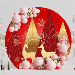Cheerful Christmas Round Backdrop For Winter Celebration Theme