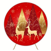 Cheerful Christmas Round Backdrop For Winter Celebration Theme