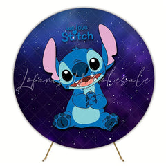 Cheerful Lilo Stitch Round Backdrop For Colorful Kids Celebration