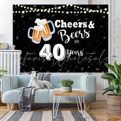 Lofaris Cheers And Beers To 40 Years Happy Birthday Backdrop