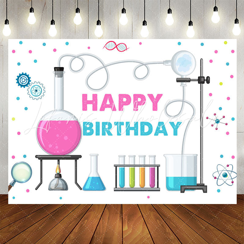 Lofaris Chemistry style White Birthday Backdrop For Girls