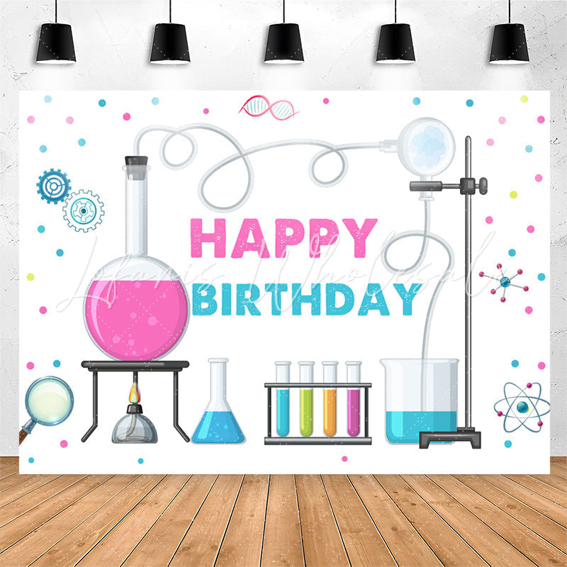 Lofaris Chemistry style White Birthday Backdrop For Girls