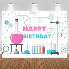 Lofaris Chemistry style White Birthday Backdrop For Girls