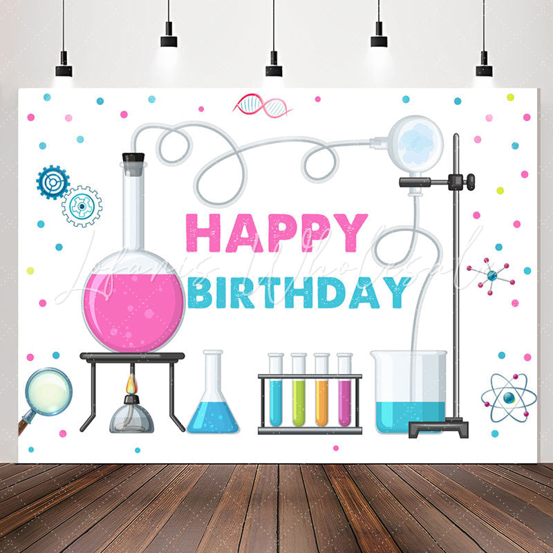 Lofaris Chemistry style White Birthday Backdrop For Girls