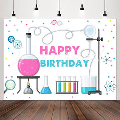 Lofaris Chemistry style White Birthday Backdrop For Girls