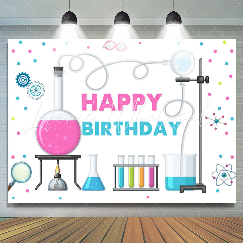 Lofaris Chemistry style White Birthday Backdrop For Girls