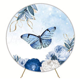 Chic Blue Butterfly Round Backdrop for Elegant Party