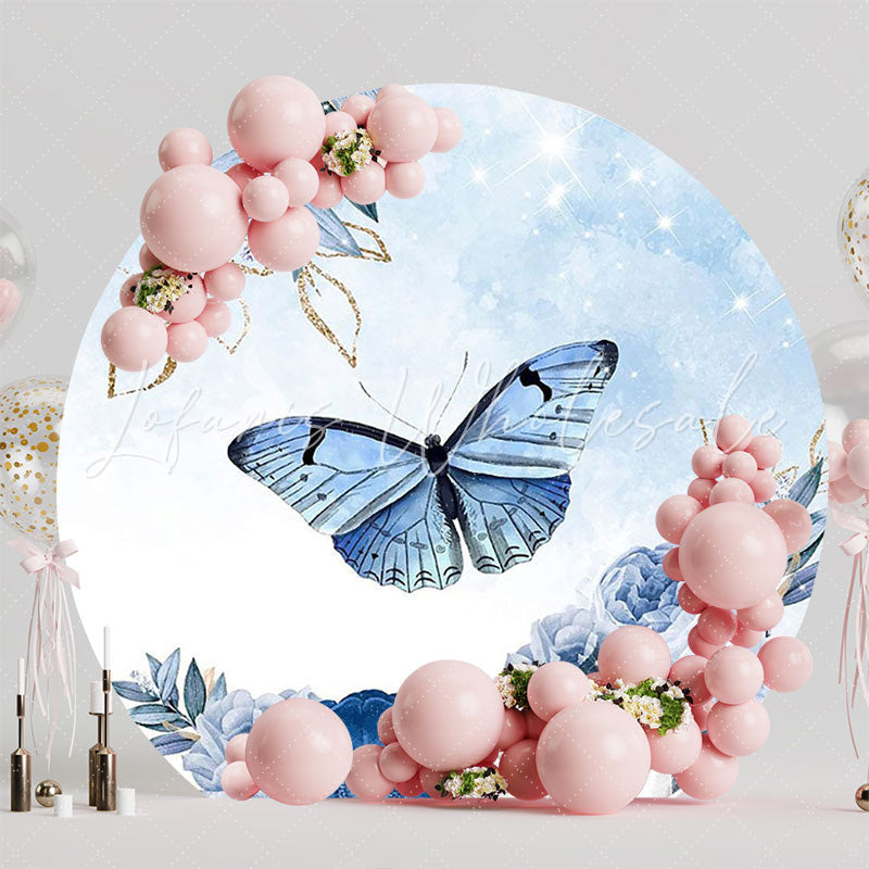 Chic Blue Butterfly Round Backdrop for Elegant Party