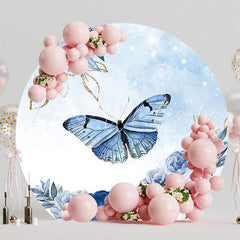 Chic Blue Butterfly Round Backdrop for Elegant Party