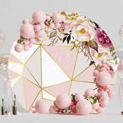 Chic Rose and Gold Geometric Round Backdrop for Elegant Party