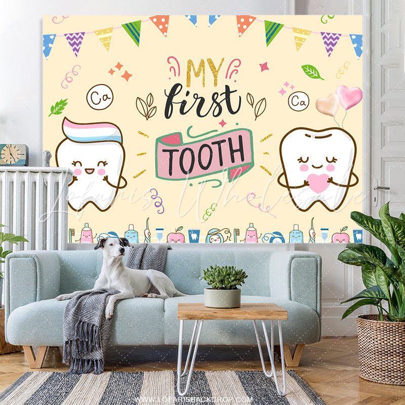 Lofaris Children 1st Birthday Backdrop For First Tooth Party