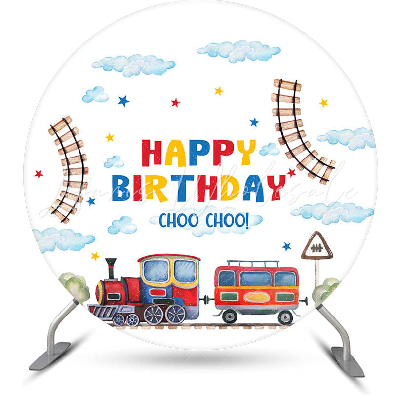 Lofaris Choo Cloud Track Train Round Birthday Backdrop