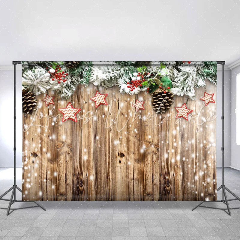 Lofaris Chrismas Decoration Star Abd Glitter Wood Backdrop