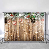 Lofaris Chrismas Decoration Star Abd Glitter Wood Backdrop
