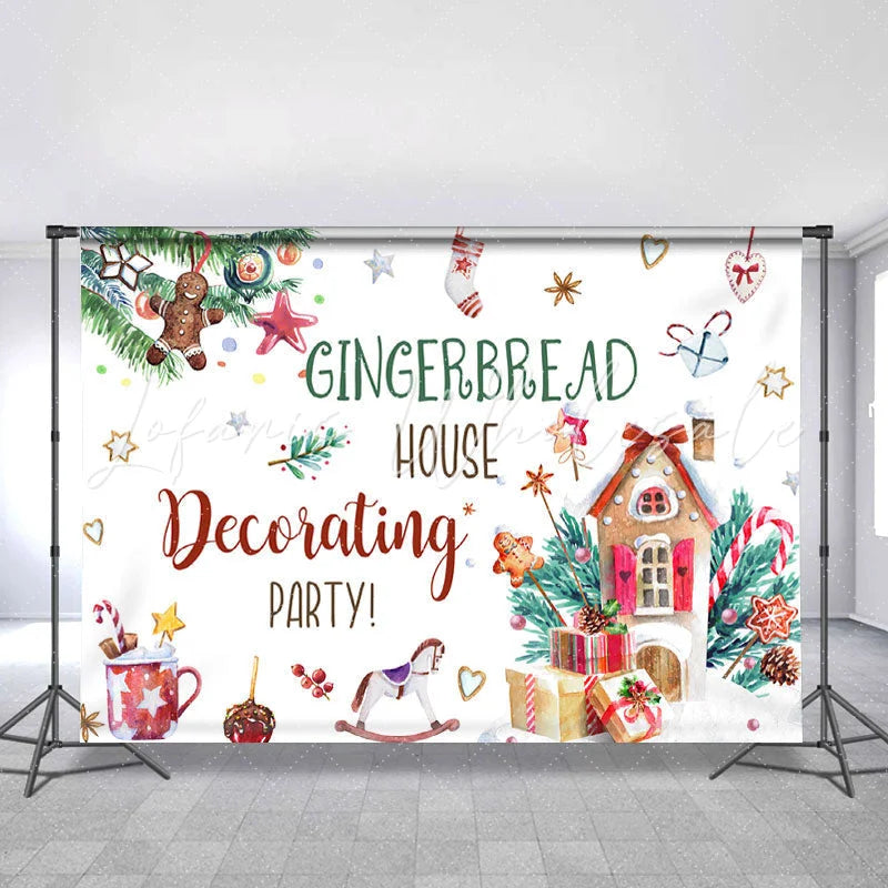 Lofaris Chrismas Gingerbread House White Backdrop For Party
