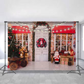 Lofaris Chrismas Shopstore And Teddy Bear Bokeh Light Backdrop
