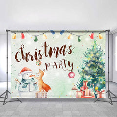 Lofaris Chrismas Tree And Snowman Green Backdrop For Party