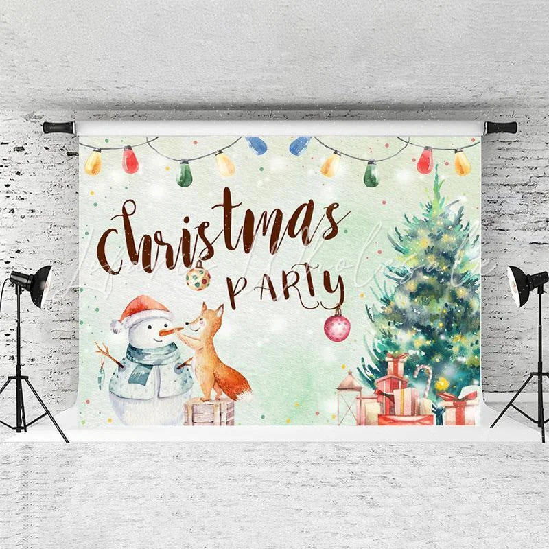 Lofaris Chrismas Tree And Snowman Green Backdrop For Party