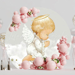 Christening Little Angel Stars Round Backdrop for Baptism Event