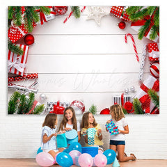 Lofaris Christmas Balls Gifts White Stripe Photoshoot Backdrop