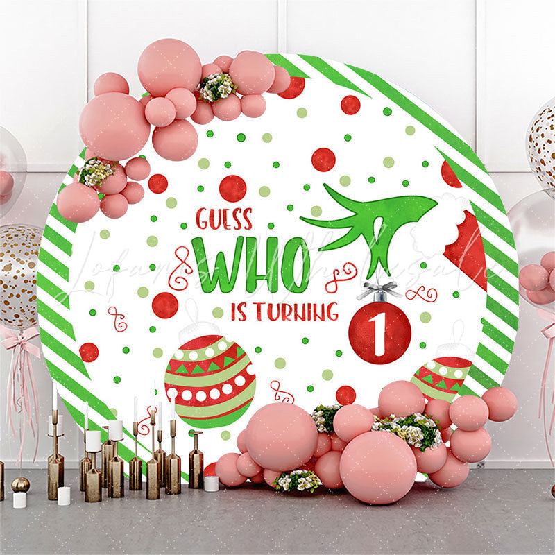 Lofaris Christmas Dots Round Happy 1st Birthday Backdrop
