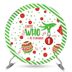 Lofaris Christmas Dots Round Happy 1st Birthday Backdrop