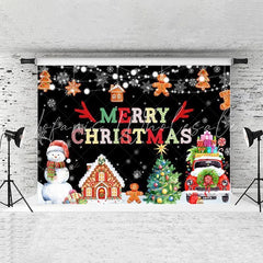 Lofaris Christmas Figures Black Bokeh Backdrop For Decoration