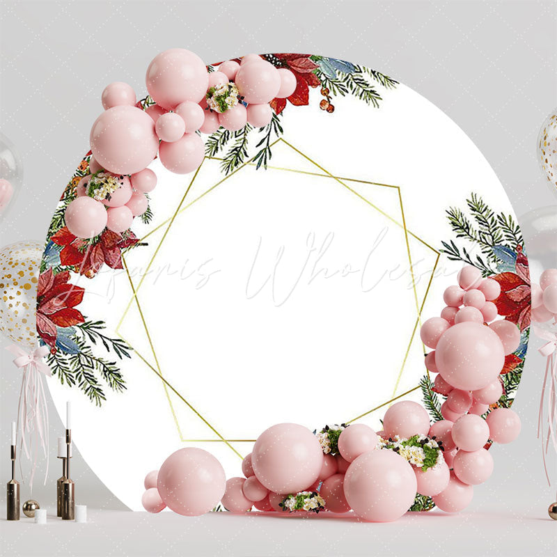 Christmas Flower Round Backdrop for Holiday Party Event