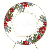 Christmas Flower Round Backdrop for Holiday Party Event