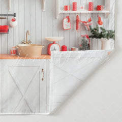 Lofaris Christmas Kitchen Backdrop White Wall for Photoshoot
