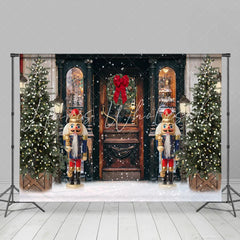 Lofaris Christmas Lights Snow Wood Dooor Party Decor Backdrop