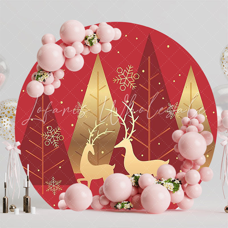 Christmas Reindeer Round Backdrop for Festive Holiday Party