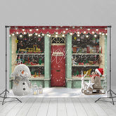 Lofaris Christmas Shop Glitter Light Snowman Backdrop
