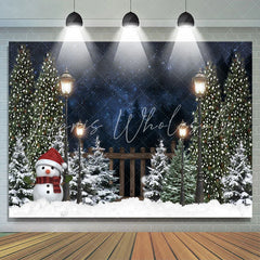 Lofaris Christmas Snowy Night With Snowman In Lamp Backdrop For Party
